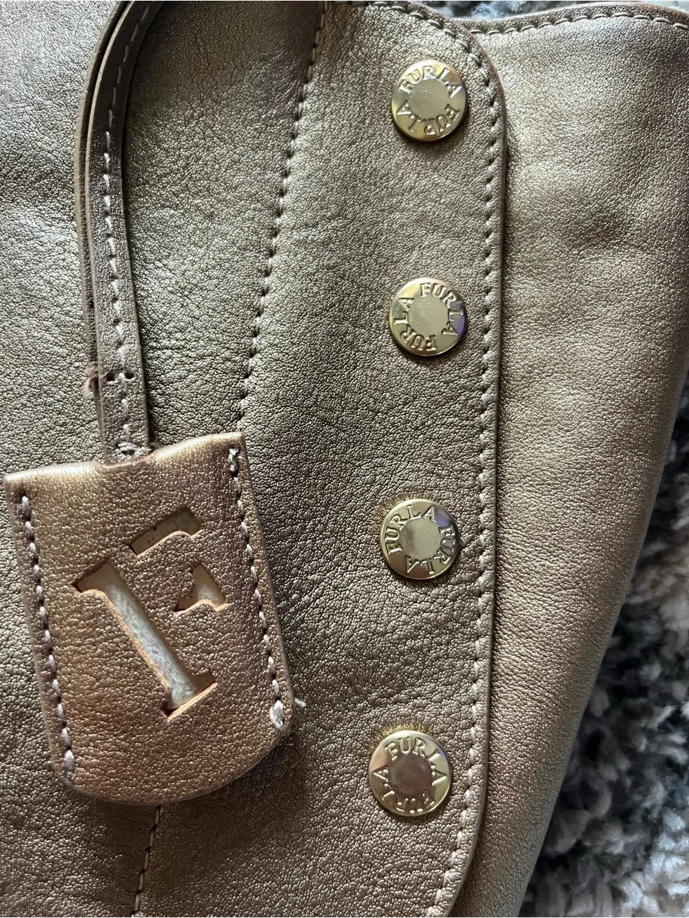 FURLA bronze Leather handbag